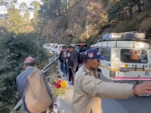 घायलों को एम्बुलेंस की मदद से अस्पताल ले जाते हुए।