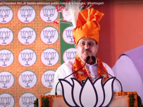 जशपुर प्रवास के दौरान संबोधित करते हुए जेपी नड्‌डा। (फाइल फोटो)