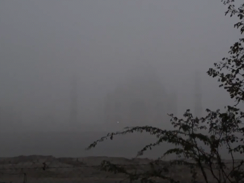 आगरा में शीतलहर और घना कोहरा छाया हुआ है। तस्वीर ताज व्यू पॉइंट से ली गई है।