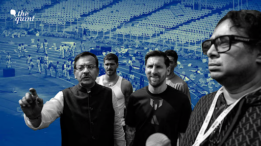 बंगाल के खेल मंत्री कोलकाता में आयोजित कार्यक्रम के दौरान मेसी के साथ।