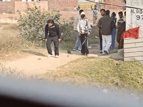 लुधियाना के लोहारा रोड पर घर पर ईंट पत्थर बरसाते हुए बदमाश। - Dainik Bhaskar