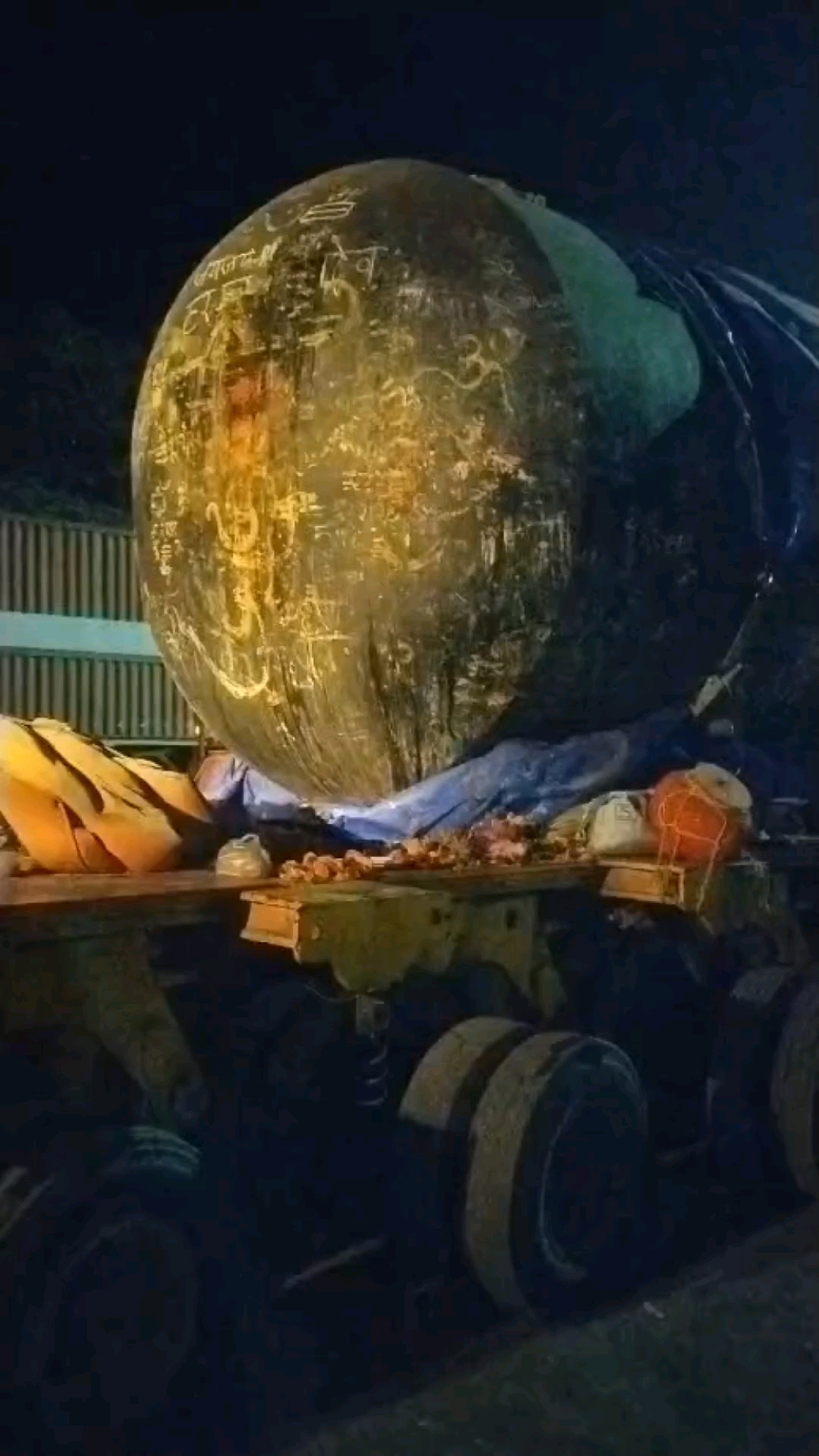 देर रात देवरी के आगे कटंगी मंदिर पहुंचा विशालकाय शिवलिंग।