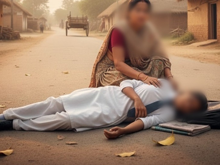 लड़की गांव में स्कूल के पास बेहोशी की हालत में मिली। AI जनरेट प्रतीकात्मक फोटो। - Dainik Bhaskar