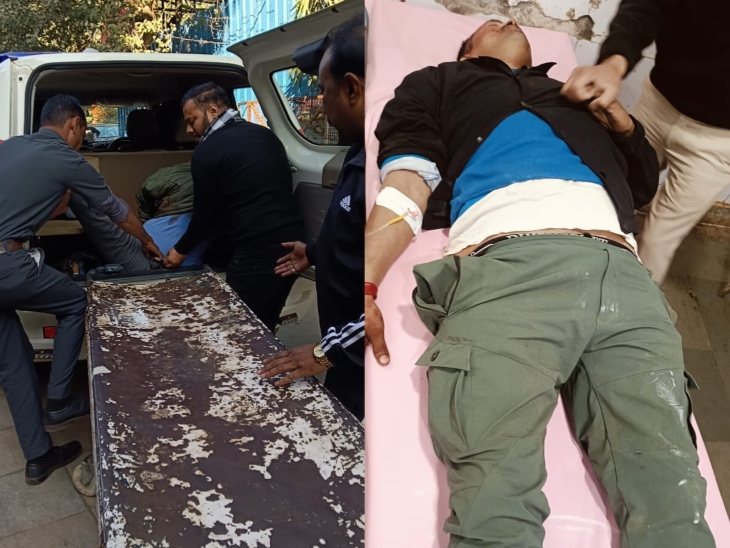 घायल जवान अस्पताल में स्ट्रेचर पर पड़े हुए