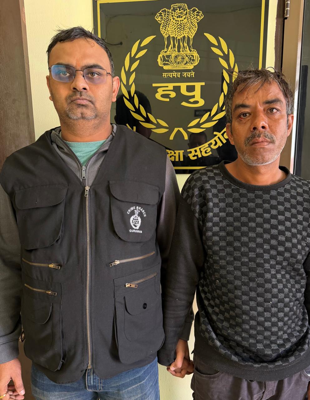 गुरुग्राम में क्राइम ब्रांच द्वारा अरेस्ट हत्या का आरोपी मधुबन(राइड साइड)