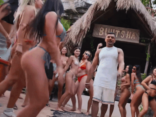 गाने में बिकिनी गर्ल्स के साथ दिख रहे सिंगर-रैपर यो यो हनी सिंह।