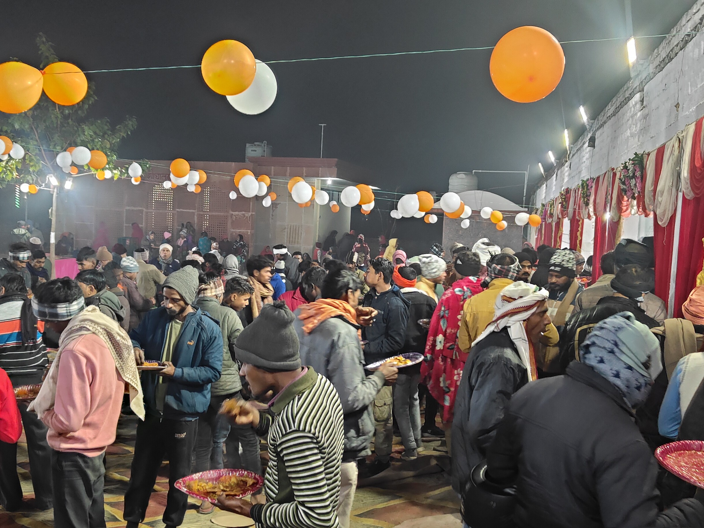 Organizing a feast at the Maa Agwani Temple in Mohammadpur