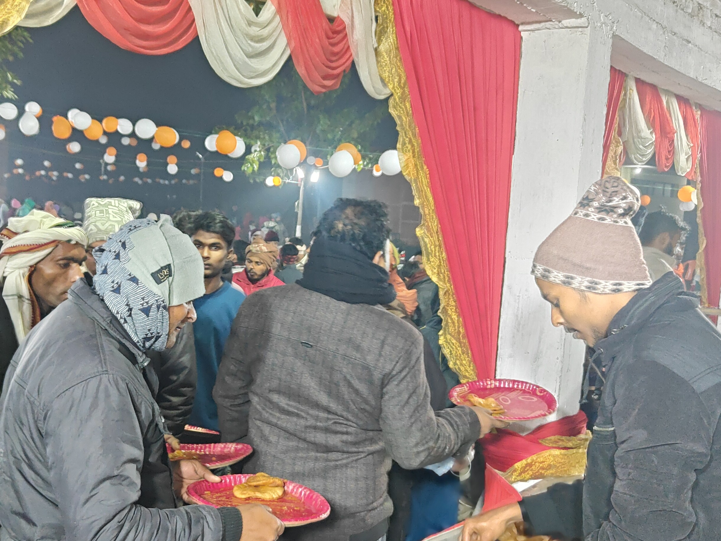 Organizing a feast at the Maa Agwani Temple in Mohammadpur