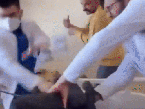 IGMC शिमला में मरीज की पिटाई करते हुए डॉक्टर।