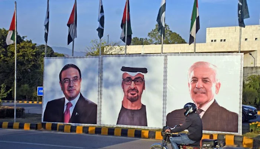 Ahead of the visit, billboards of President Asif Ali Zardari, Prime Minister Shehbaz and UAE President Sheikh Mohammed bin Zayed Al Nahyan have been put up in Islamabad.