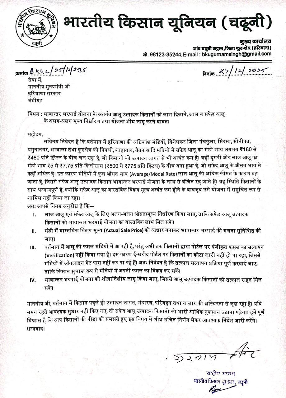 मुख्यमंत्री को लिखे गए लेटर की कॉपी।