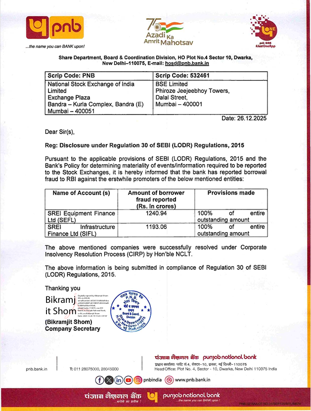 बैंक ने शुक्रवार, 26 दिसंबर को रेगुलेटरी फाइलिंग फ्रॉड और उन पैसों के रिकवरी की जानकारी दी।
