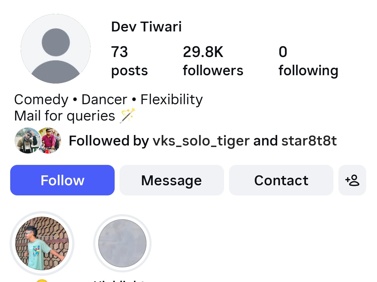 देव के इंस्टा पेज पर 29,000 से अधिक फॉलोअर्स थे।