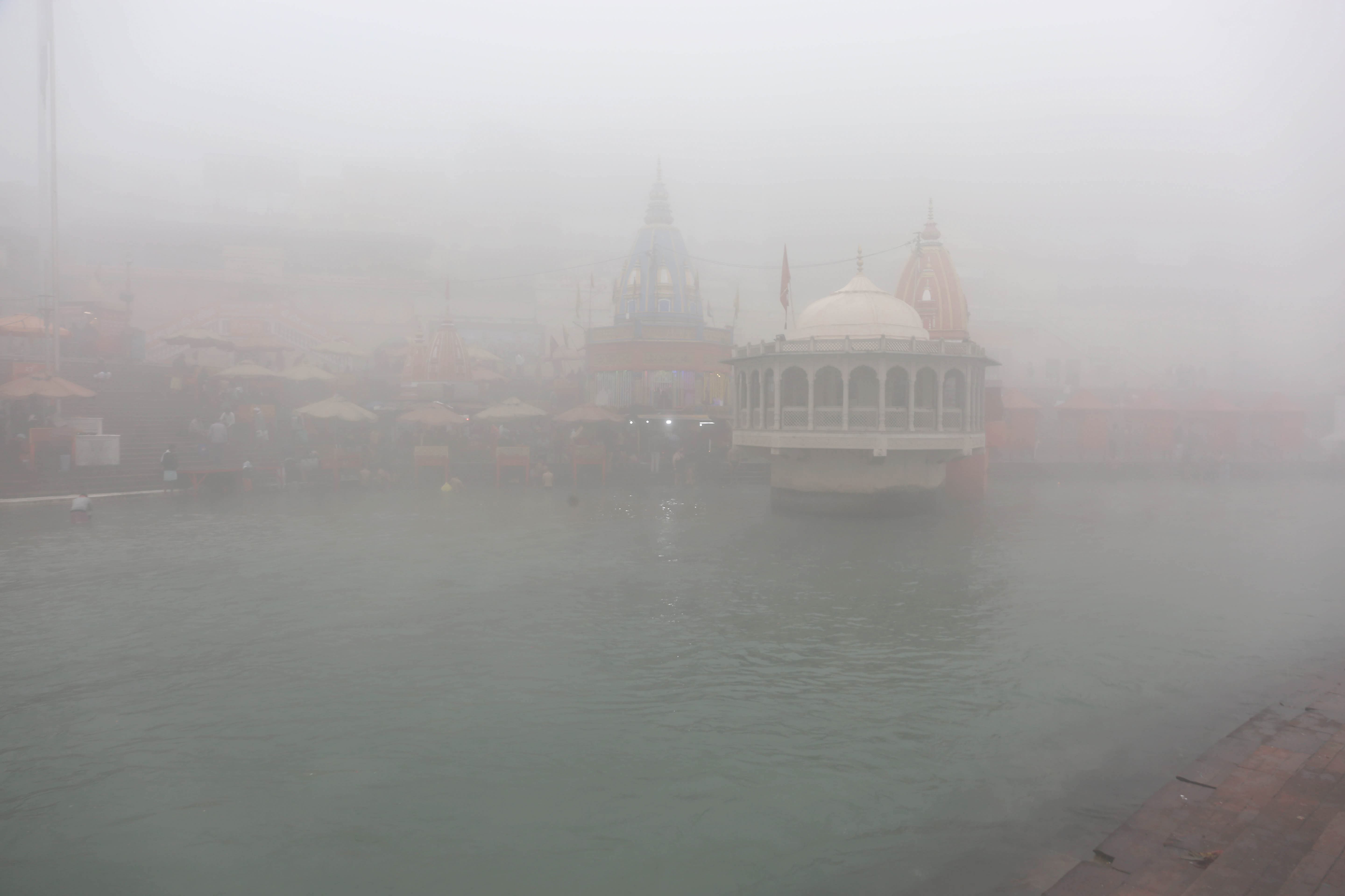 उत्तराखंड के हरिद्वार में सुबह के वक्त घना कोहरा छाया रहा।