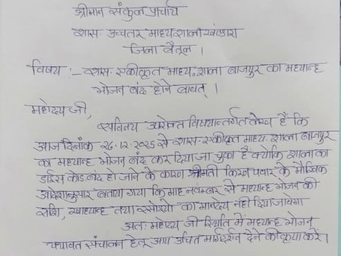 प्राचार्य को लिखा गया पत्र
