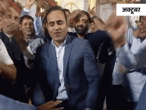 तस्वीर, चौमूं की है। जब SIR का काम पूरा होने पर तहसीलदार के साथ BLO ने डांस किया था।