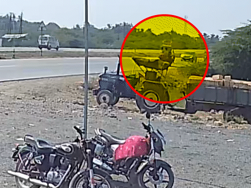 ऊना-भावनगर नेशनल हाईवे पर हुए हादसे का सीसीटीवी। - Dainik Bhaskar