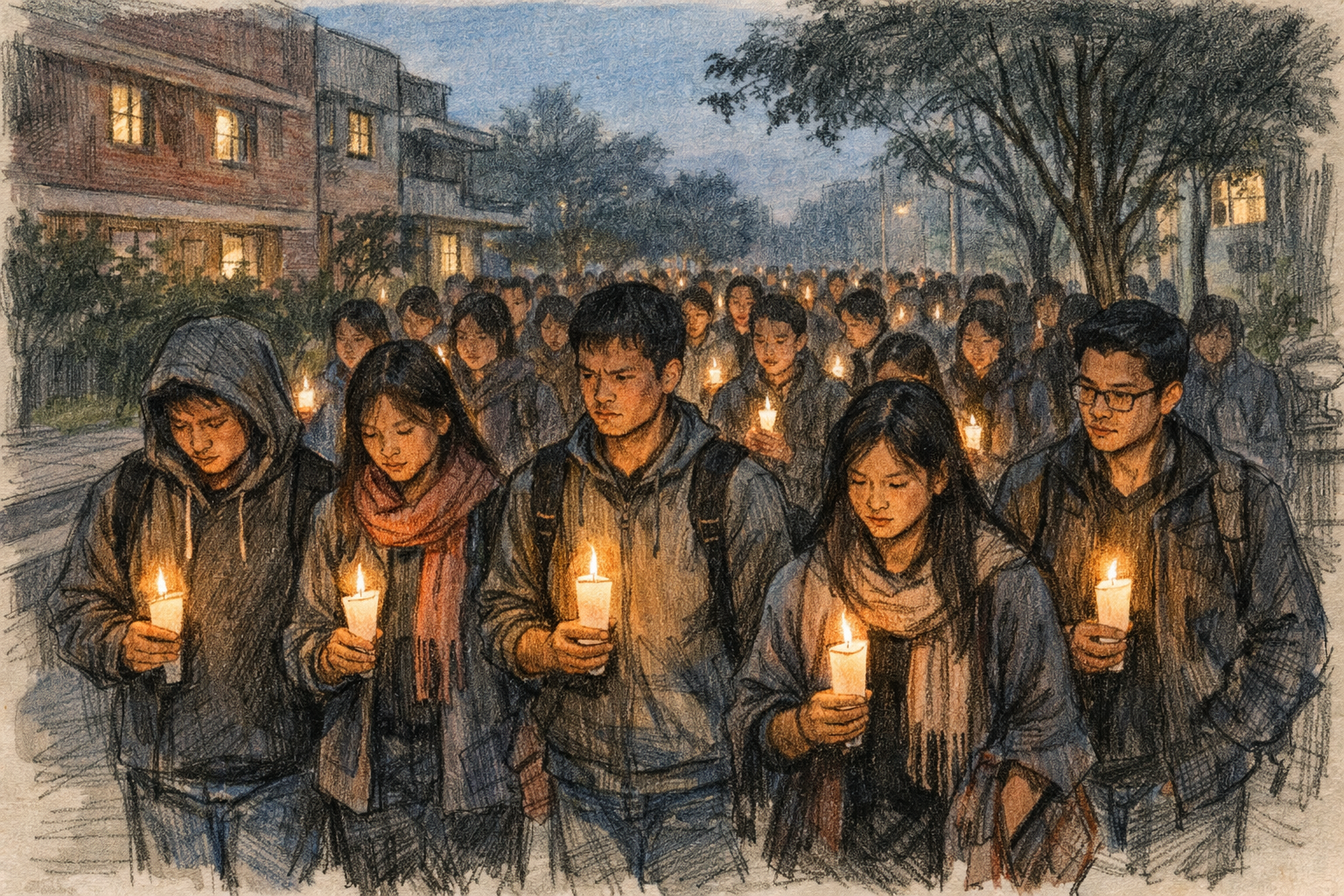 देशभर में ऐंजल की मौत के बाद कैंडल मार्च निकाले जा रहे हैं, एआई जनरेटेड फोटो।