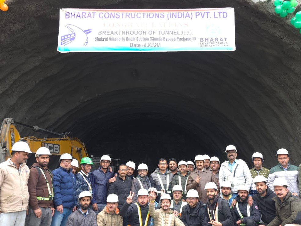 NHAI ने शिमला बाइपास की टनल-4 के सिरे मिलाए:  रिकॉर्ड समय में पूरा किया काम, 410 मीटर लंबी है सुरंग, ट्रैफिक जाम होगा कम – Shimla News