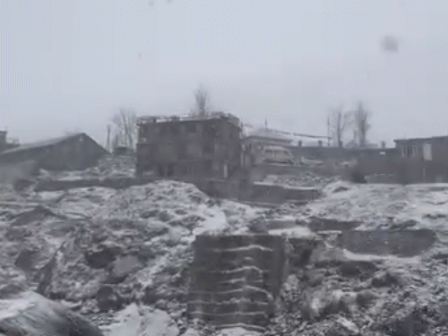 लाहौल घाटी में हिमपात।