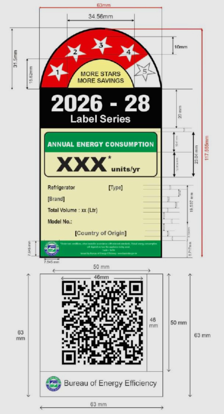 QR-code is mandatory in the new labeling of BEE Star Rating, it should contain complete information about the product.