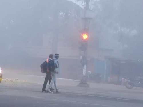 कानपुर में शीतलहर के साथ घना कोहरा छाया हुआ है। ठंड से बचने के लिए लोग अलाव का सहारा ले रहे हैं।