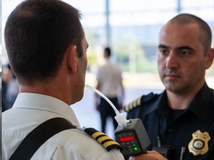 पायलट का दो बार ब्रेथ एनालाइजर टेस्ट हुआ था, जिसमें वह उड़ान के लिए फिट नहीं पाया गया। तस्वीर AI जनरेटेड हैं।