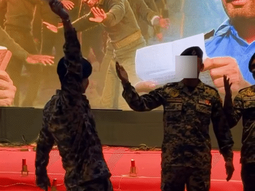 The soldiers repeated the iconic scene of the film Border.