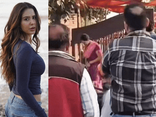 Sonam Bajwa shooting in the mosque and file photo of Sonam in the inset.