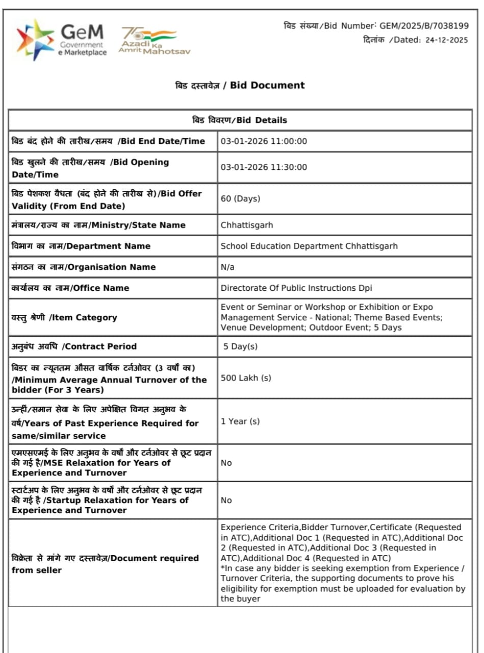 3 जनवरी को सुबह 11 बजे टेंडर खोलने की टाइमिंग थी।