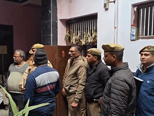 Interior scene: investigators at work