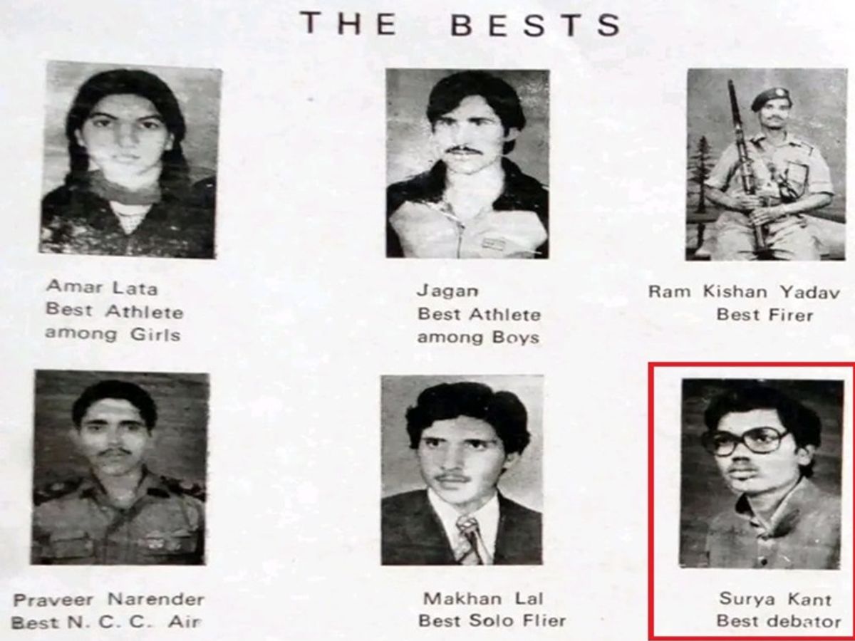 हिसार के गवर्नमेंट कॉलेज की पुरानी मैगजीन पर लगी चीफ जस्टिस की फोटो लाल घेरे में।