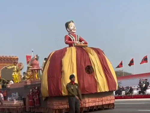 झांकी के फ्रंट पार्ट में विशाल कठपुतली की आकृति स्थापित की गई है, जो राजस्थान की सबसे लोकप्रिय लोक कलाओं में से एक का प्रतीक है।