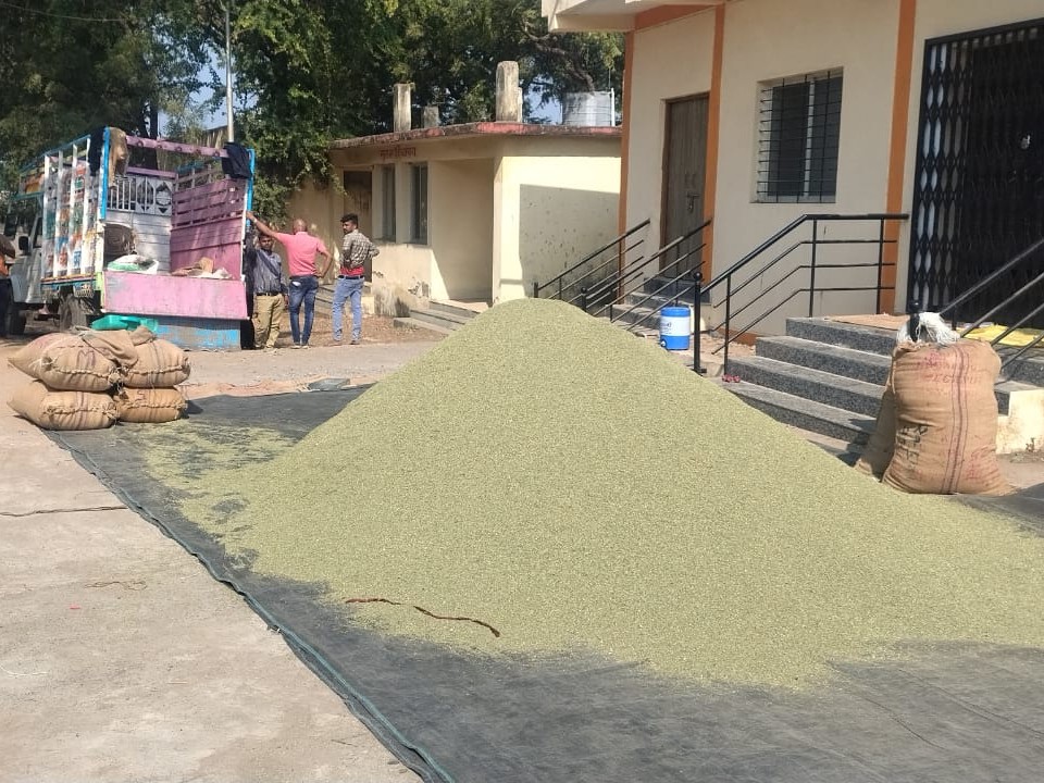 मंडी में रखी सौंफ की उपज।