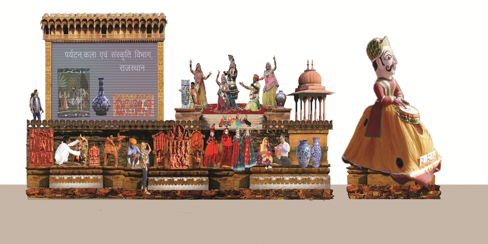 झांकी की थीम राजस्थान की सांस्कृतिक धरोहर: कला, शिल्प और लोक उत्सव रखी गई है