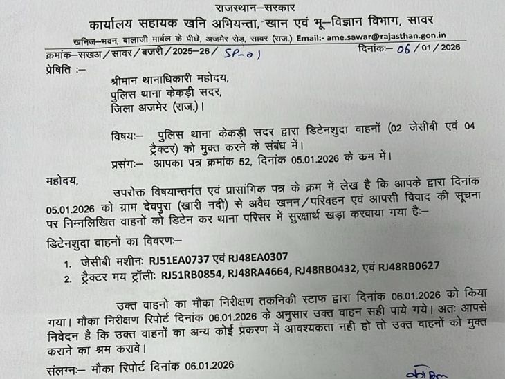 माइनिंग विभाग की ओर से पुलिस को भेजा गया लेटर।