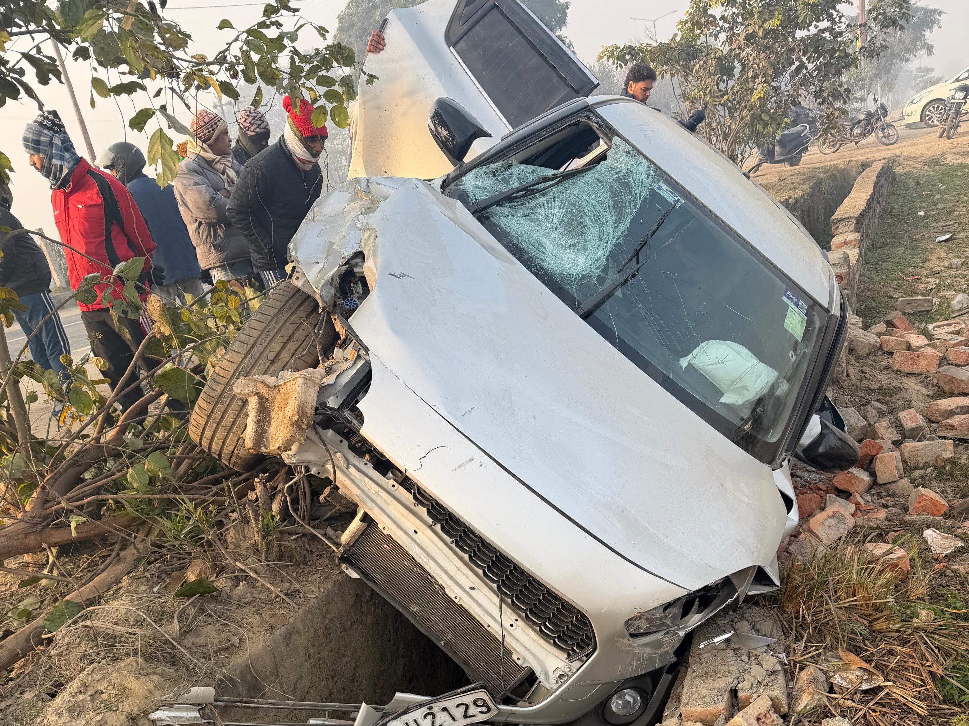 Greater Noida Car-Bike Collision: 3 Injured in Sewer Line Crash