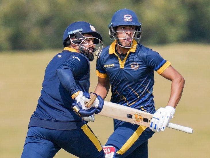 पंजाब के प्रभसिमरन और हरनूर ने 21 ओवर में 166 रन की ओपनिंग पार्टनरशिप की। - Dainik Bhaskar