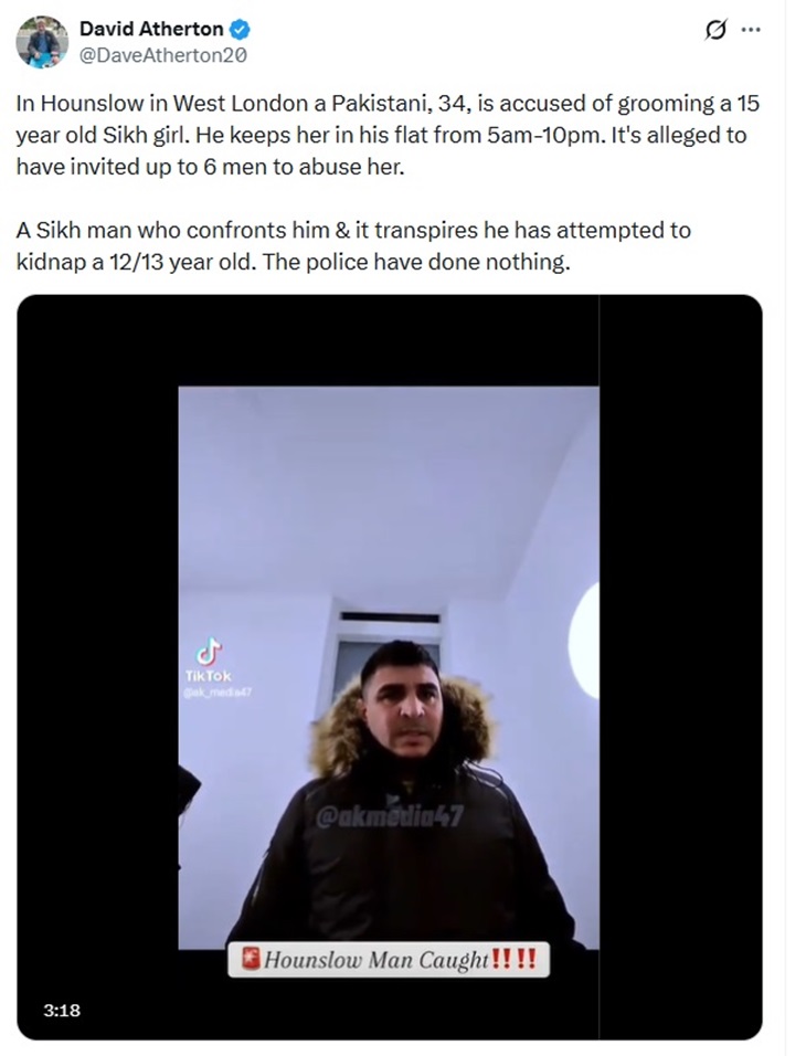 डेविड आथर्टन की ओर से डाली गई पोस्ट में आरोपी पाकिस्तानी युवक।