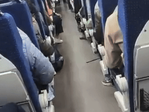 इस दौरान महिला ने बोतल से पानी पीकर कुल्ला किया और ट्रेन में ही थूक दिया।