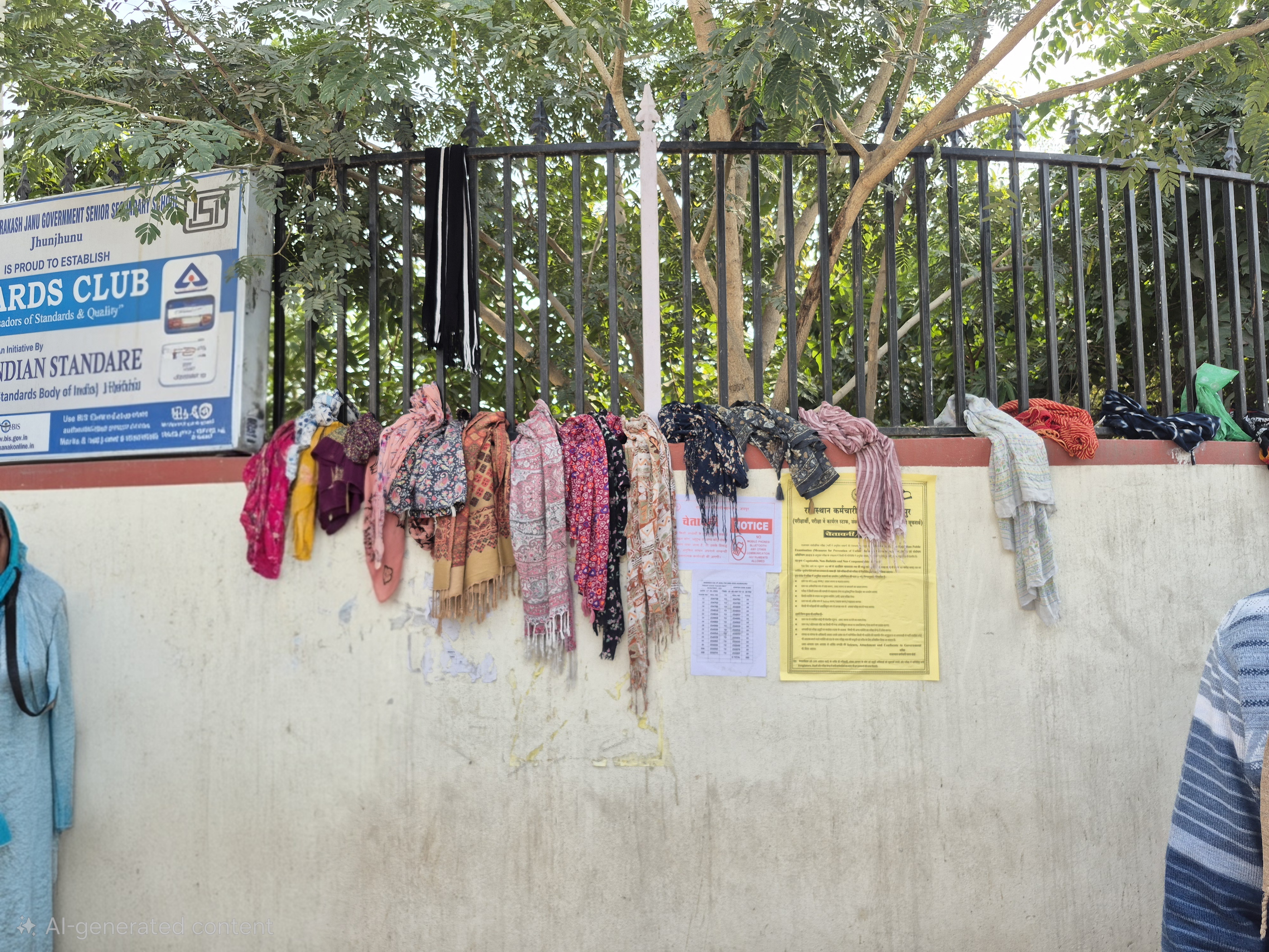 सुरक्षा के चलते स्कार्फ, दुपट्टे और कैप रखवाई बाहर