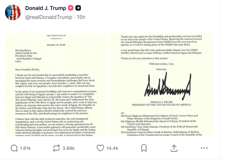 ट्रम्प ने अपने सोशल मीडिया प्लेटफॉर्म ट्रुथ सोशल पर पोस्ट कर मध्यस्थता कराने की जानकारी दी।