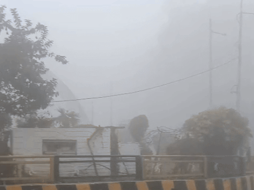 Dense fog at Skylark Chowk in Jalandhar.