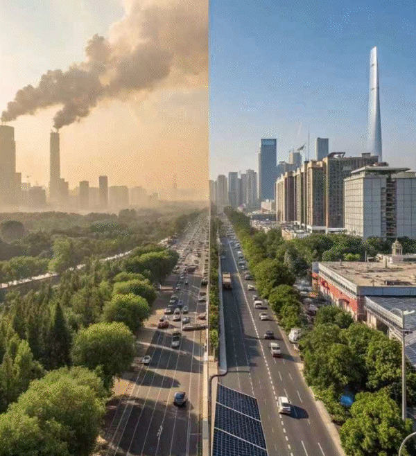 यू जिंग ने पहले और अब की बीजिंग की कई तस्वीरें शेयर की हैं।