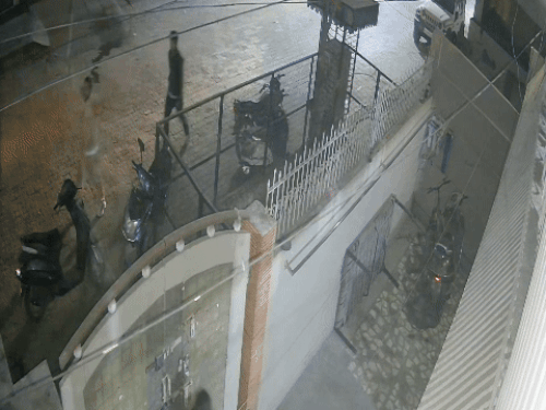 Hearing the noise, family members locked the gate from inside.