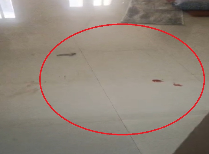 फ्लैट के अंदर टूटी हुई कुंडी और खून के निशान पुलिस को मिले है।