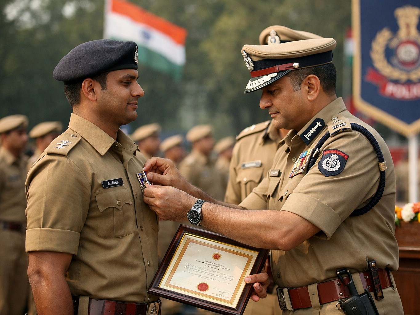 ये पुरस्कार पूरे देश में बहादुरी, विशिष्ट सेवा और सराहनीय योगदान को सम्मान देते हैं- फोटो AI जनरेटेड है। - Dainik Bhaskar