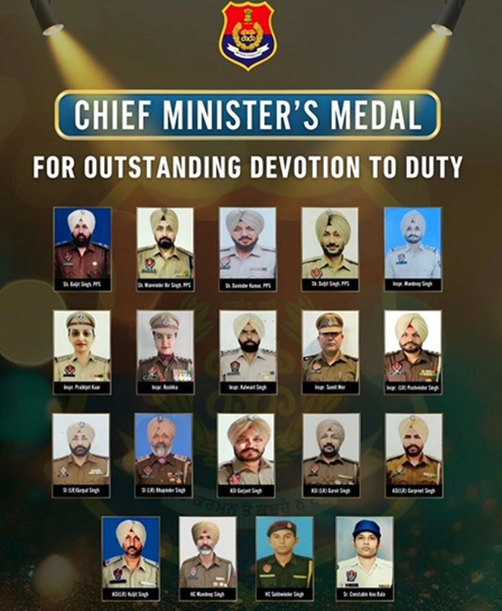 गणतंत्र दिवस पर पंजाब पुलिस के 24 पुलिस अधिकारियों को मुख्यमंत्री रक्षक पद से सम्मानित किया जाएगा।
