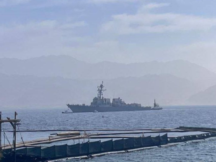 अमेरिकी विध्वंसक पोत USS डेलबर्ट डी ब्लैक इजराइल के दक्षिणी बंदरगाह एलाट पर पहुंचा। (तस्वीर- इजराइल टाइम्स)