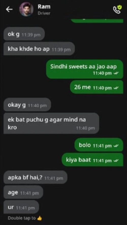 कैब ड्राइवर ने युवती से बॉयफ्रेंड के बारे में भी पूछा।